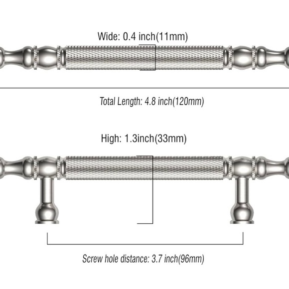 Asidrama 10-Pack Drawer/Door Pulls Brushed Satin Nickel 3.75”(96mm), NIP - Picture 3 of 13